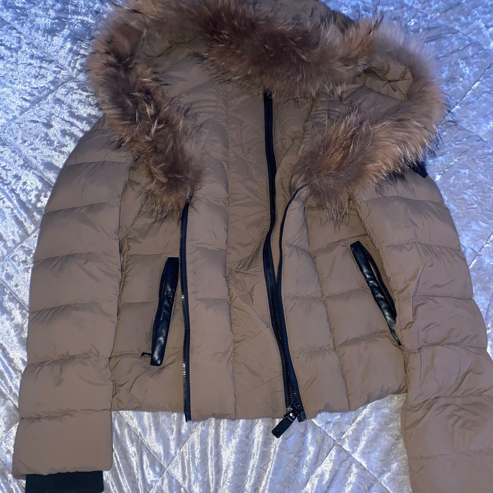 Rudsak fur collar jacket brown
